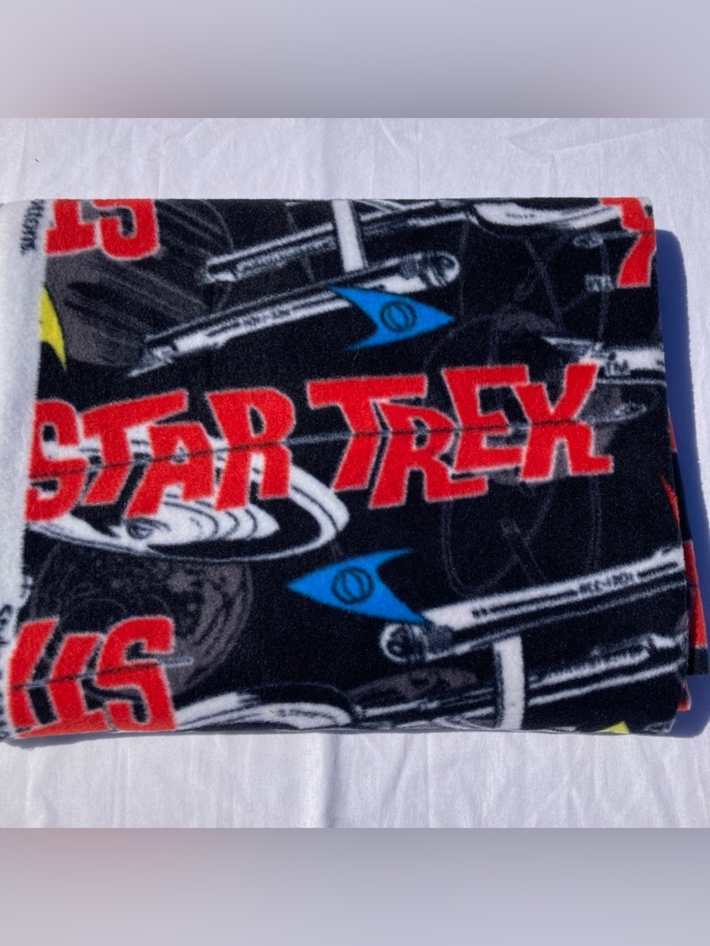 Star Trek Fleece Fabric USS Enterprise NCC - 1701 On Black 1 Yard By 60”